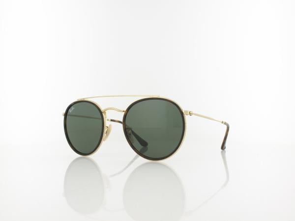 Ray Ban Round Double Bridge RB3647N 001 51 gold / green